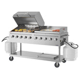 72 in. 10-Burner Commercial Outdoor Propane Gas Grill With 36 in. Roll Dome Cover and 36 in. Griddle in Stainless-Steel, ETL Listed (CGKIT7-D36G36)